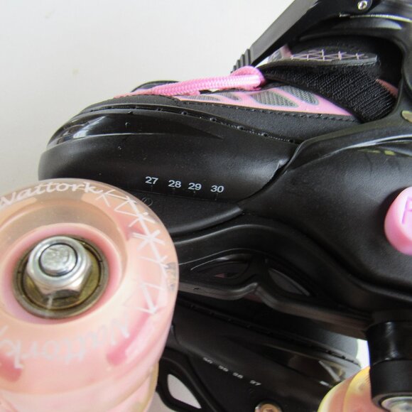 Nattork Sports Black and Pink Roller Skates for Kids Girls 4 Adjustable Sizes - Picture 8 of 14
